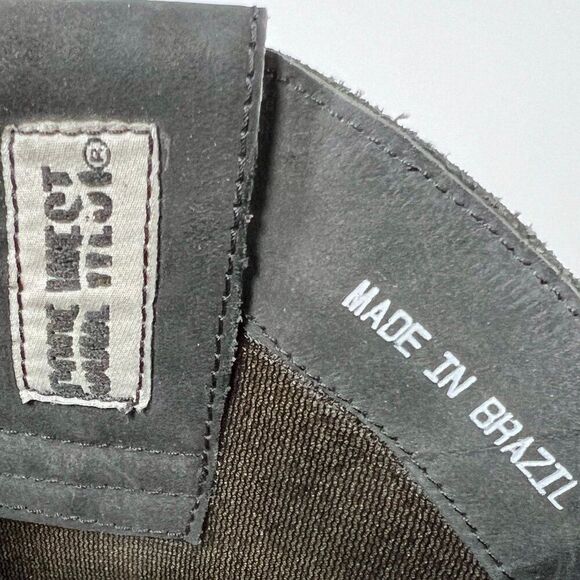 Women's Vintage 90s Black Cowgirl Western Biker Fringe Leather Boots / 8 - Picture 8 of 11